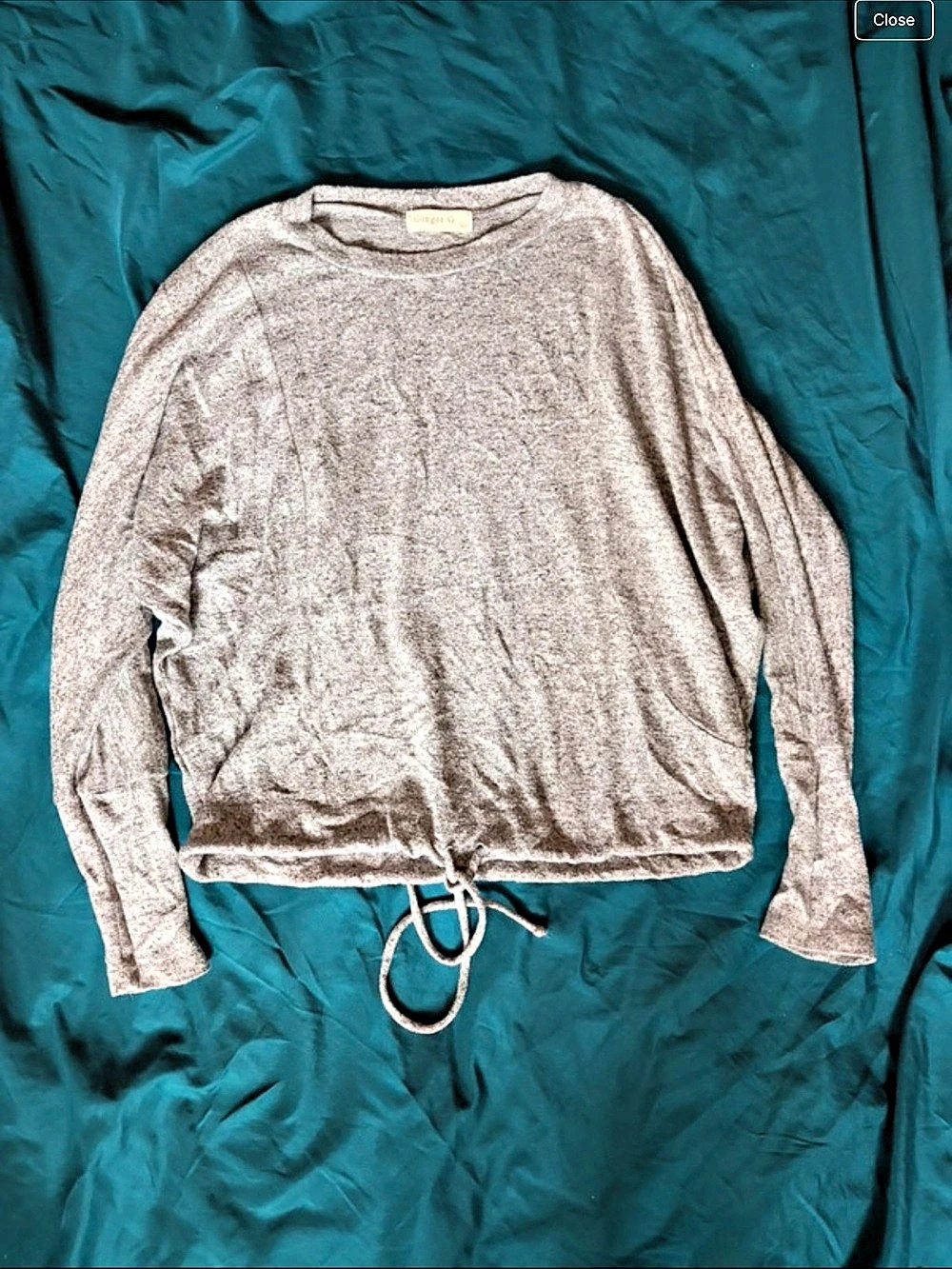 Ginger G Women's Gray Drawstring Hem Top, S